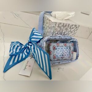 Vera Bradley Clear and Blue Belt Bag with Cardholder and Bag Scarf